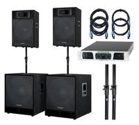 Pack Sono 4200 W Kit PA Haut-Parleurs Subwoofer Enceintes Amplificateur Cables