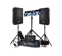 Pack Sono BM SONIC 4400W Amplificateur 3000W, Enceintes Passives 15 Table de Mixage, Euphoria Portiques + 48 effets lumière