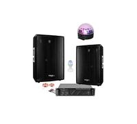 Pack Sono 4400W avec Ampli 2x1500W - 2 Enceintes Disco15B 700W - 2 Jeux de Lumières - Animation - Soirée - Mariage