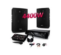 PACK SONO 4400W DJ PA Set BAR CLUB DISCO15B + Ampli AX3000 MyDj + Table de Mixage USB MP3 + Micro Casque Câbles