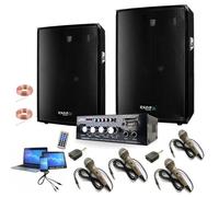 PACK SONO 600 + JEUX DE LUMIERE WATERWAVE + LASER ROUGE VERT PA DJ SONO LED LIGHT CLUB BAR SOIREE FAMILIALE SPORT KARAOKE FITNESS