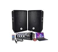 Pack sono 600W, AMPLI USB BLUETOOTH + 2 ENCEINTES 300W + DIVERS CÂBLES PA DJ SONO MIX SOIREE MAISON FAMILLE MAGASIN