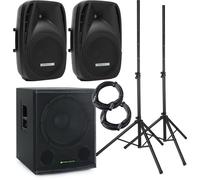 Pack Sono Actif DJ PA Bluetooth USB SD 2x Encintes et 18" Caisson de Basse Pieds