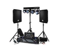 BM SONIC Pack sono Ampli 1000W Paire enceintes 2x300W Table de mixage Portique 4 lumières Pieds