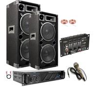 Pack sono avec Ampli 960w 2 Enceintes 1000W Table de mixage 1 micro câble pc et hp