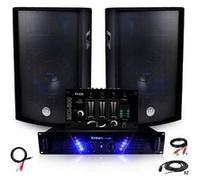 Pack Sono Ampli AMP-300 + HP BMS-12 de 2x600W Table de mix + Câblages