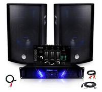 Pack Sono Ampli AMP-300 + HP BMS-12 de 2x600W Table de mix + Câbles