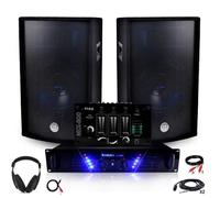 Pack Sono Ampli AMP-300 + HP BMS-12 de 2x600W Table de mix + Casque