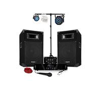 Pack Sono ampli + enceintes 500W + Table de mixage + 3 jeux de lumières + Portique DJ300-N-MONTANA-DERBY-AYDEN-LS10