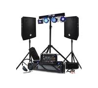 Pack Sono BM SONIC Amplificateur 1000W, Paire d'Enceintes 2x400W, Table de Mixage, Portique + 48 effets lumières EUPHORIA