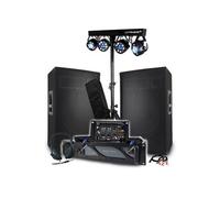 Pack Sono BM SONIC : Amplificateur 3000W, Paire d'Enceintes Passives 2x700W, Table de Mixage, Portiques 8 Lumières Xperformer