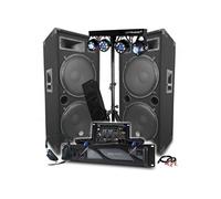 Pack Sono Amplificateur 4000W, Paire d'Enceintes LSC215 2x2000W, Table de Mixage Bluetooth, Portiques 8 Lumières LED