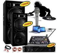 Pack sono avec Ampli 960w 2 Enceintes 1000W Table de mixage 1 micro câble pc et hp