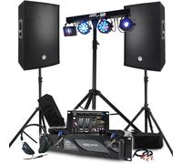 Pack Sono BM Bmsonic 4400W Amplificateur 2000W, Enceintes 15" avec Pieds, Table de Mixage, Euphoria Portique + 48 Effets lumière