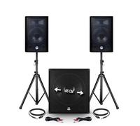 Pack sono - BM SONIC - 2400W USB/BT - 2 Enceintes 12"" + Caisson 18"" + Pieds + Mic + Tél