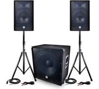Pack sono - - 2400W USB/SD/BT - 2 Enceintes 12 + Caisson 18 + Pieds + Mic + Tél