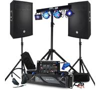 Pack Sono BM SONIC 4400W Ampli 2000W, Enceintes 15" avec Pieds, Table de Mixage, Euphoria Portique + 48 effets lumière +Clé 32G