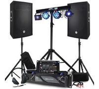 Pack Sono BM SONIC 4400W Amplificateur 2000W, Enceintes 15" avec Pieds, Table de Mixage, Euphoria Portique + 48 effets lumière G