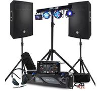 Pack sono 4400W Amplificateur 2000W Enceintes 15 pouces Pieds Table de mixage Portique Euphoria 48 effets lumière
