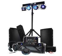 Pack Sono BM SONIC AMPLI 1000W, Paire d'Enceintes 2x300W, Table de Mixage, + 48 effets lumières EUPHORIA, OVNI LED, Fête Soirée
