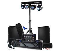 Pack Sono BM SONIC Ampli 1000W, Paire d'Enceintes Passives 2x300W, Table de Mixage, Portique 4 Lumières Xperformer+Clé 32G