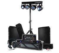 Pack Sono BM SONIC Ampli 1000W, Paire d'Enceintes Passives 2x300W, Table de Mixage, Portique 4 Lumières Xperformer