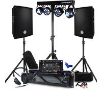 Pack Sono BM SONIC Ampli 1000W, Paire d'Enceintes Passives 2x300W,Table de Mixage,Portique 4 Lumières Xperformer,Pieds+Clé 32G