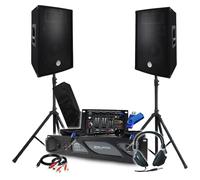 Pack Sono BM SONIC Ampli 2000W, Paire d'Enceintes Passives 2x700W, Table de Mix, Pieds, Casque DJ, Câbles et Micro+Clé 32G