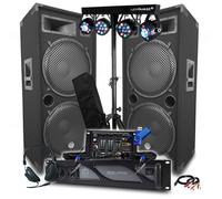 Pack Sono BM SONIC Ampli 4000W, Paire d'Enceintes LSC215 2x2000W, Table de Mixage Bluetooth, Portiques 8 Lumières LED+Clé 32G