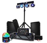 Pack Sono BM SONIC Amplificateur 1000W, Paire d'Enceintes 2x300W, Table de Mixage, Portique + 48 effets lumières EUPHORIA LED