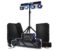 Pack Sono BM SONIC Amplificateur 1000W, Paire d'Enceintes 2x400W, Table de Mixage, Portique + 48 effets lumières EUPHORIA