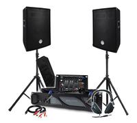 Pack Sono BM SONIC Amplificateur 1000W, Paire d'Enceintes Passives 2x400W, Table de Mixage, Pieds, Casque DJ, Câbles et Micro
