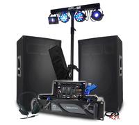 Pack Sono BM SONIC Amplificateur 2000W, Enceintes Passives 2x700W, Table de Mix, Euphoria Portique + 48 effets lumière+Clé 32G