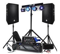 Pack Sono BM SONIC Amplificateur 2000W, Paire d'Enceintes 2x600W, Table de Mixage, Portique + 48 effets lumières EUPHORIA