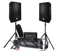 Pack Sono Amplificateur 2000W, Paire d'Enceintes Passives 2x700W, Table de Mixage, Pieds, Casque DJ, Câbles et Micro
