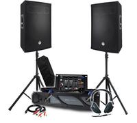 Pack Sono BM SONIC Amplificateur 3000W, Paire d'Enceintes Passives 2x700W, Table de Mixage, Pieds, Casque DJ, Câbles et Micro