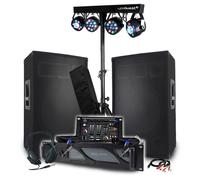 Pack Sono BM SONIC : Amplificateur 3000W, Paire d'Enceintes Passives 2x700W, Table de Mixage, Portiques 8 Lumières Xperformer