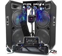 Pack Sono BM SONIC Amplificateur 4000W, Enceintes BOOMERS 38cm, 2x2000W, Table de Mixage Bluetooth, Portiques 8 Lumières LED