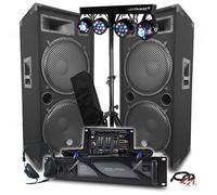 BM SONIC Pack sono – Ampli 4000W, Enceintes 2x2000W, Table de mixage Bluetooth, Portiques 8 LED