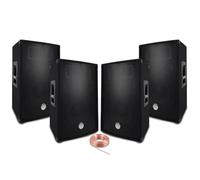 BM SONIC Pack sono Sound 2400W – 4 enceintes passives (4x600W) Noir + câbles HP