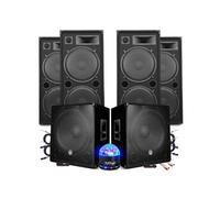 Pack Sono BM SONIC MEGA BASSES Caissons bi-amplifié 18" 46cm 2x1200W , 4 Enceintes 4x2000W SONO DJ PRO CLUB MIX BAR, Light