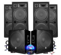 Pack Sono BM SONIC MEGA BASSES Caissons bi-amplifié 18 46cm 2x1200W , 4 Enceintes 4x2000W SONO DJ PRO CLUB MIX BAR, Light