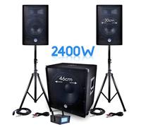 pack sono bms-1812 2400w sub 46cm - 2 enceintes 30cm + câbles + mini ledstrobe lytor