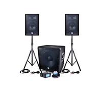 PACK Sono BMS-1812 2400W SUB 46cm - 2 enceintes 30cm + Câbles + Mini LEDSTROBE LytOr + Effet ROUNDIAMS UFO