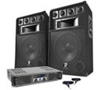 PACK SONO BOOMTONE DJ BM12 2x350 Watts + AMPLI SkyTec PRO SKY-600B, 2x 300 Watts + Câbles
