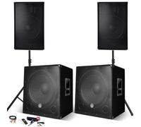 PACK SONO Complet 2800W, 2 Enceintes, 2 Subwoofers USB/BLUETOOTH CABLE PC + Pieds, Prestations SONO DJ PA