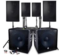 PACK SONO Complet 4800W, 4 Enceintes, 2 SUB 18""/46cm - USB/BLUETOOTH / PC / SYSTEME MICROPHONES UHF Prestations SONO DJ PA