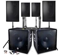 PACK SONO Complet 4800W, 4 Enceintes, 2 SUB 18/46cm - USB/BLUETOOTH / PC / SYSTEME MICROPHONES UHF Prestations SONO DJ PA
