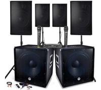 PACK SONO Complet 4800W, 4 Enceintes, 2 SUB 18/46cm - USB/BLUETOOTH / PC / SYSTEME MICROPHONES UHF Prestations SONO DJ PA