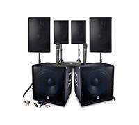 BMI Pack sono complet 4800W – 4 enceintes, 2 sub 18"/46 cm, USB/Bluetooth, micro UHF